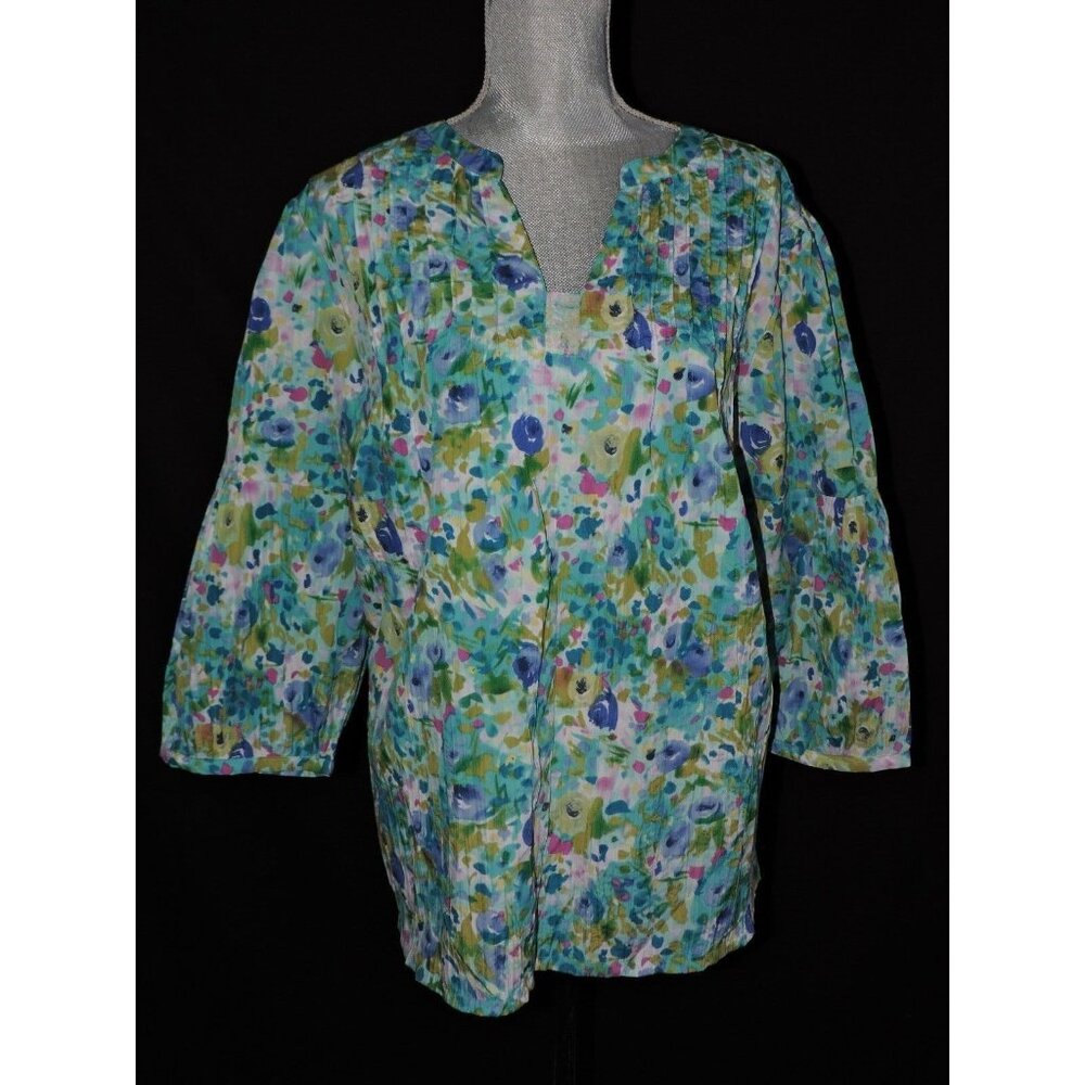 Soft By Avenue Peasant Blouse Shirt Spring Boho Floral Top Spring size 2X 22 24